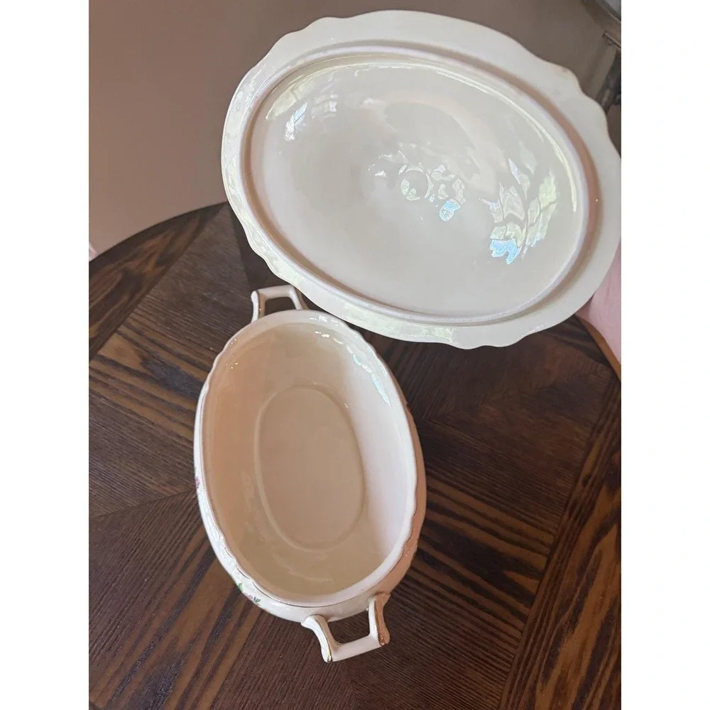 Homer Laughlin Virginia Rose Covered Dish - Vintage Coffee Bar Organizer Bowl